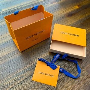 Louis Vuitton small tote bag with card box.